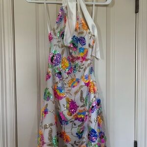 Sequin Floral Mini Dress